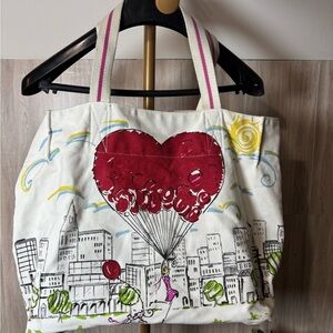 Brighton Free Your Heart B Mine Cityscape Heart Balloon Tote Bag